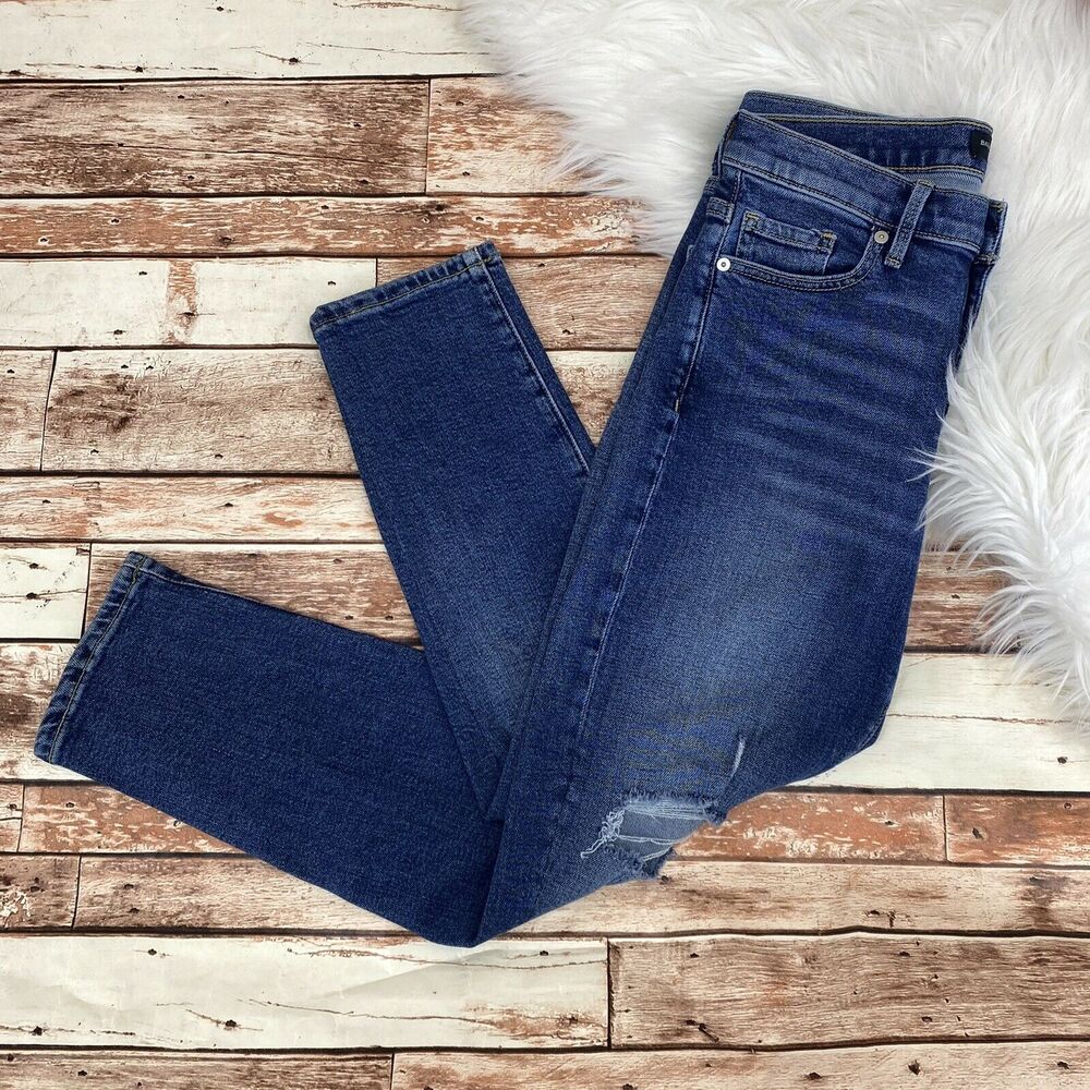 Banana Republic Women's Mid Rise Straight Leg Ankle Jeans Sz 26 Distressed NWT